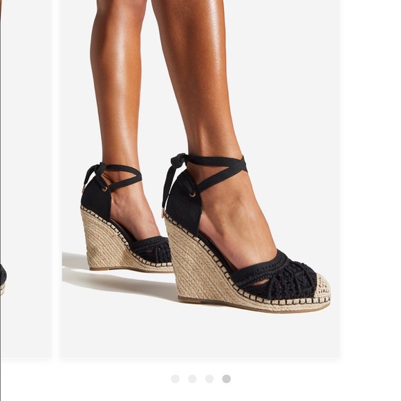 Nib Connie Wedge in black & cream closed toe Sz 10 - Picture 1 of 5